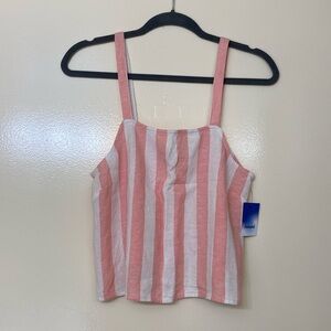 Pink and White Striped Linen Top